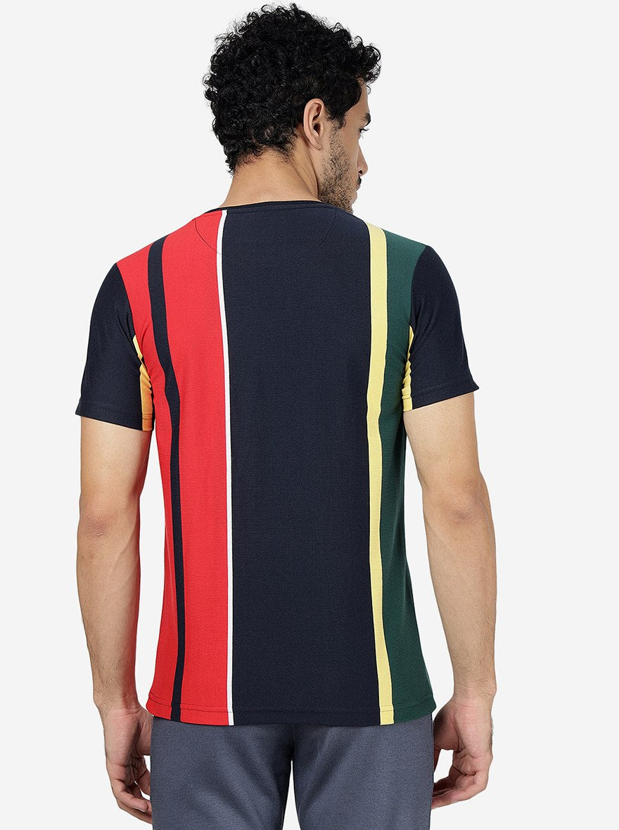 Multicolor Striped Slim Fit T-Shirt | pehervi