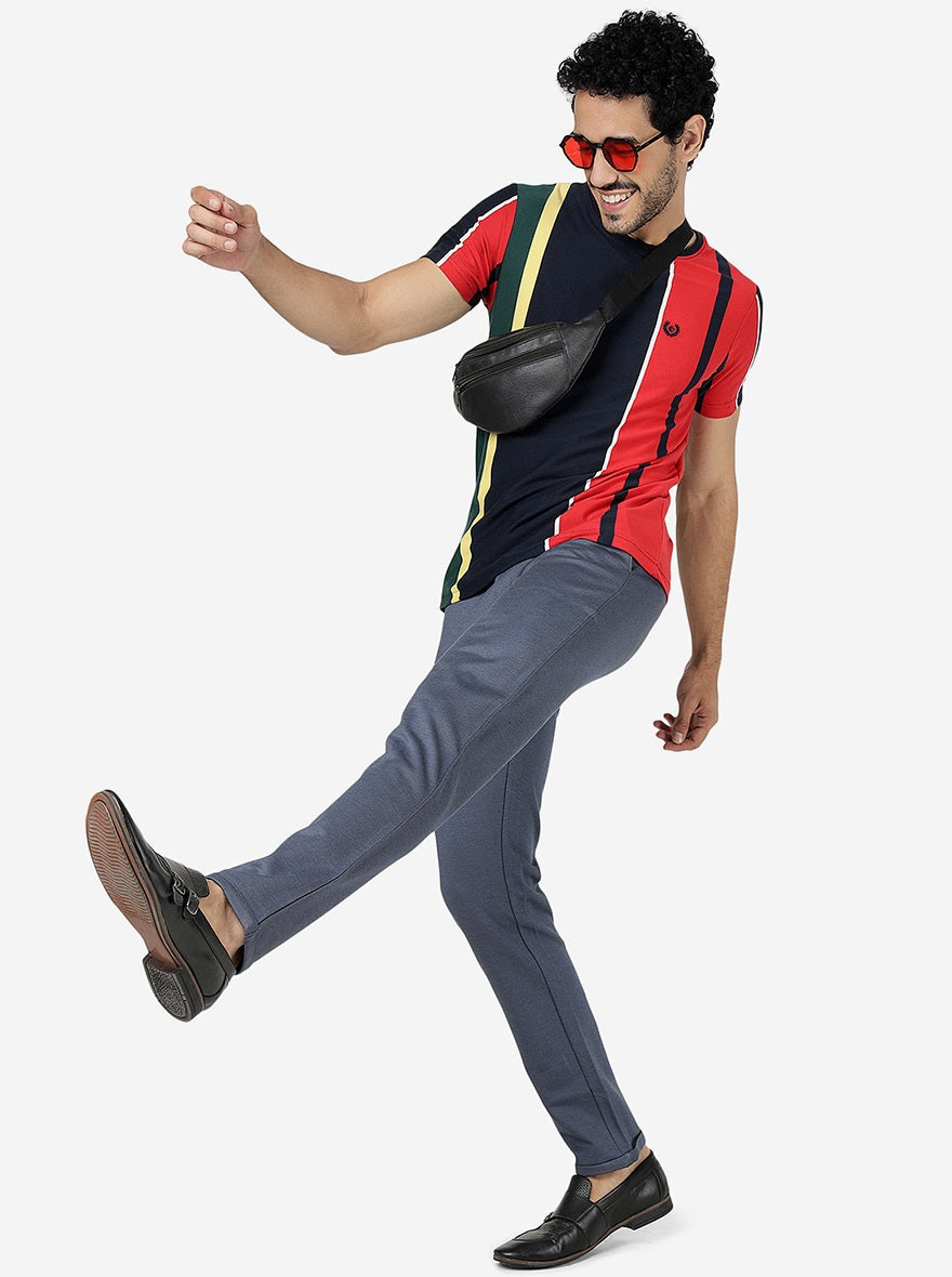 Multicolor Striped Slim Fit T-Shirt | pehervi