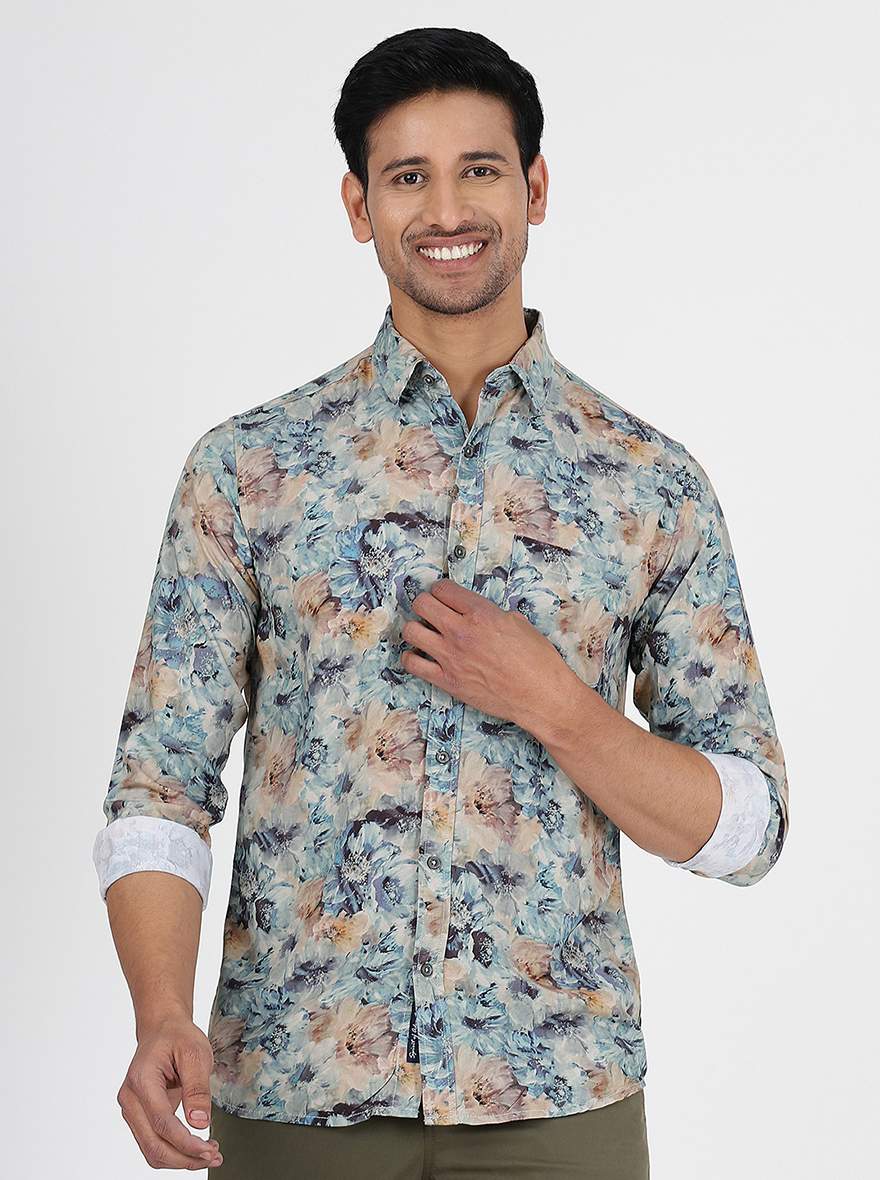 Multicolor Printed Slim Fit Casual Shirt | pehervi