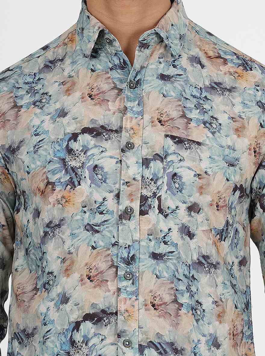 Multicolor Printed Slim Fit Casual Shirt | pehervi