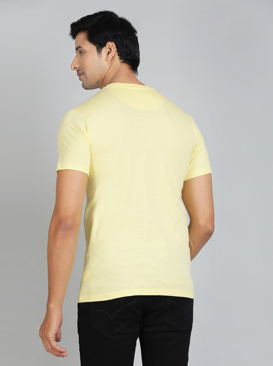 Light Yellow Solid Slim Fit T-Shirt | pehervi