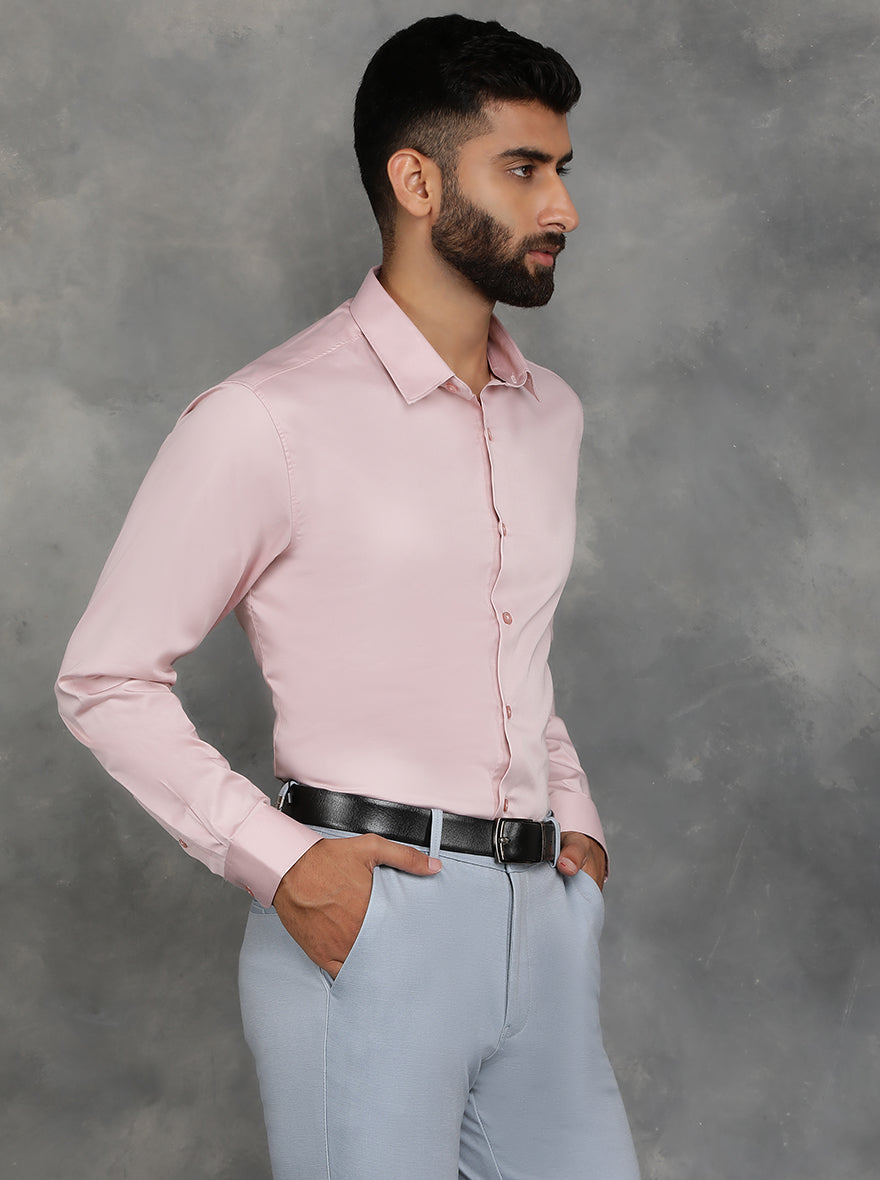 Pink Solid Slim Fit Casual Shirt | pehervi