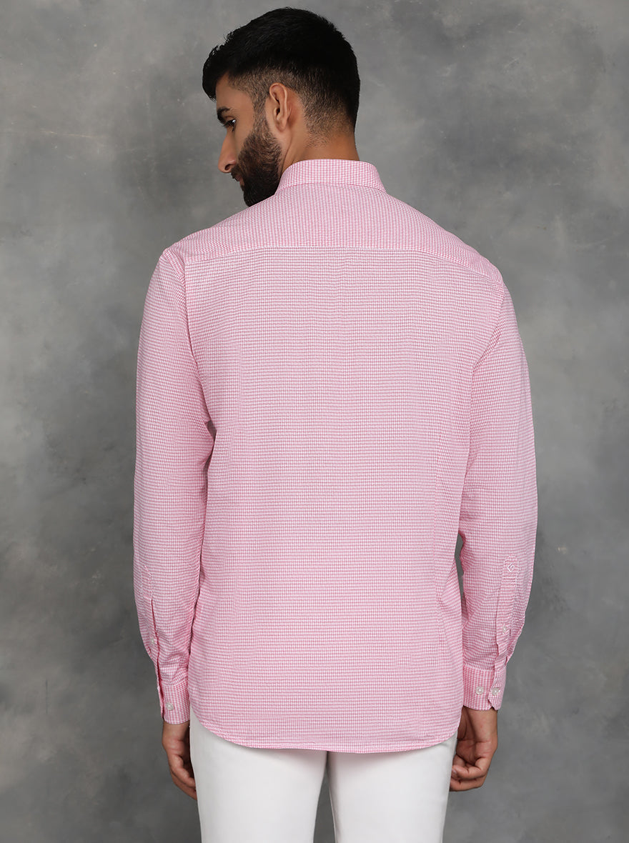 Pink Checked Smart Fit Semi Casual Shirt | Pehervi