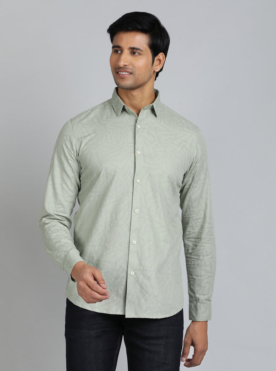 Green Solid Slim Fit Casual Shirt | pehervi