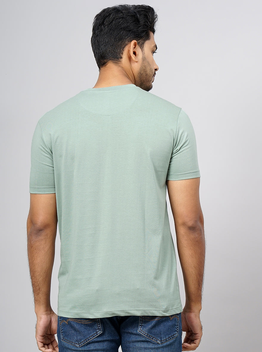 Pista Green Solid Slim Fit T-Shirt | pehervi
