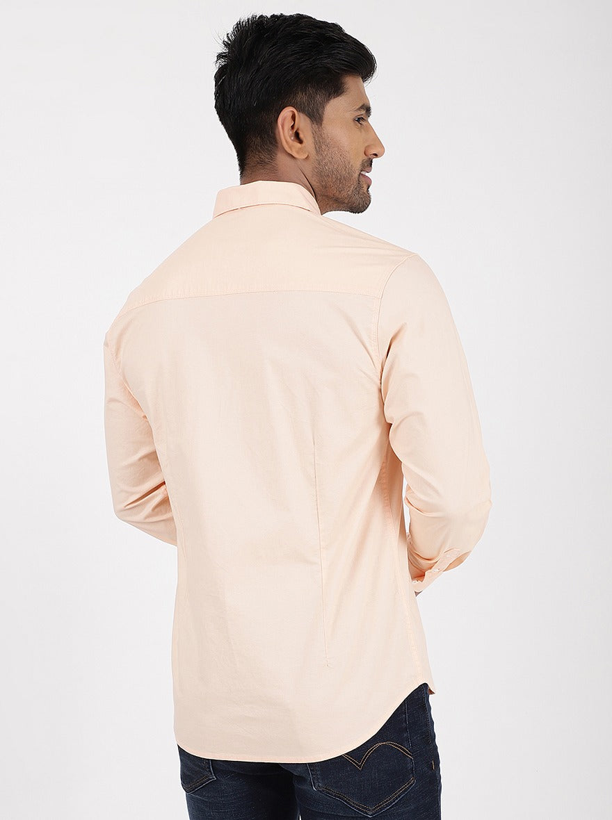 Orange Solid Slim Fit Casual Shirt | pehervi