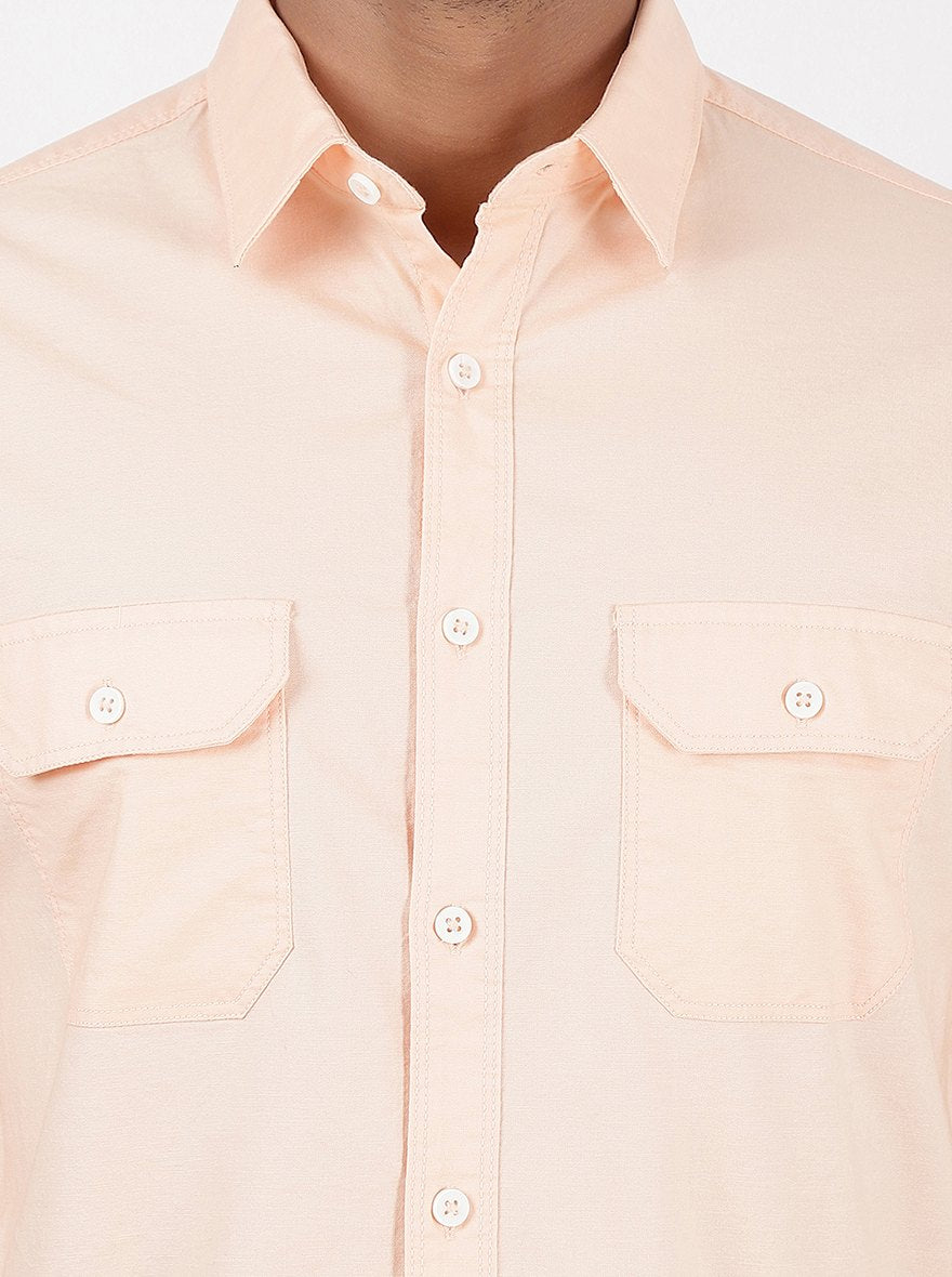 Orange Solid Slim Fit Casual Shirt | pehervi