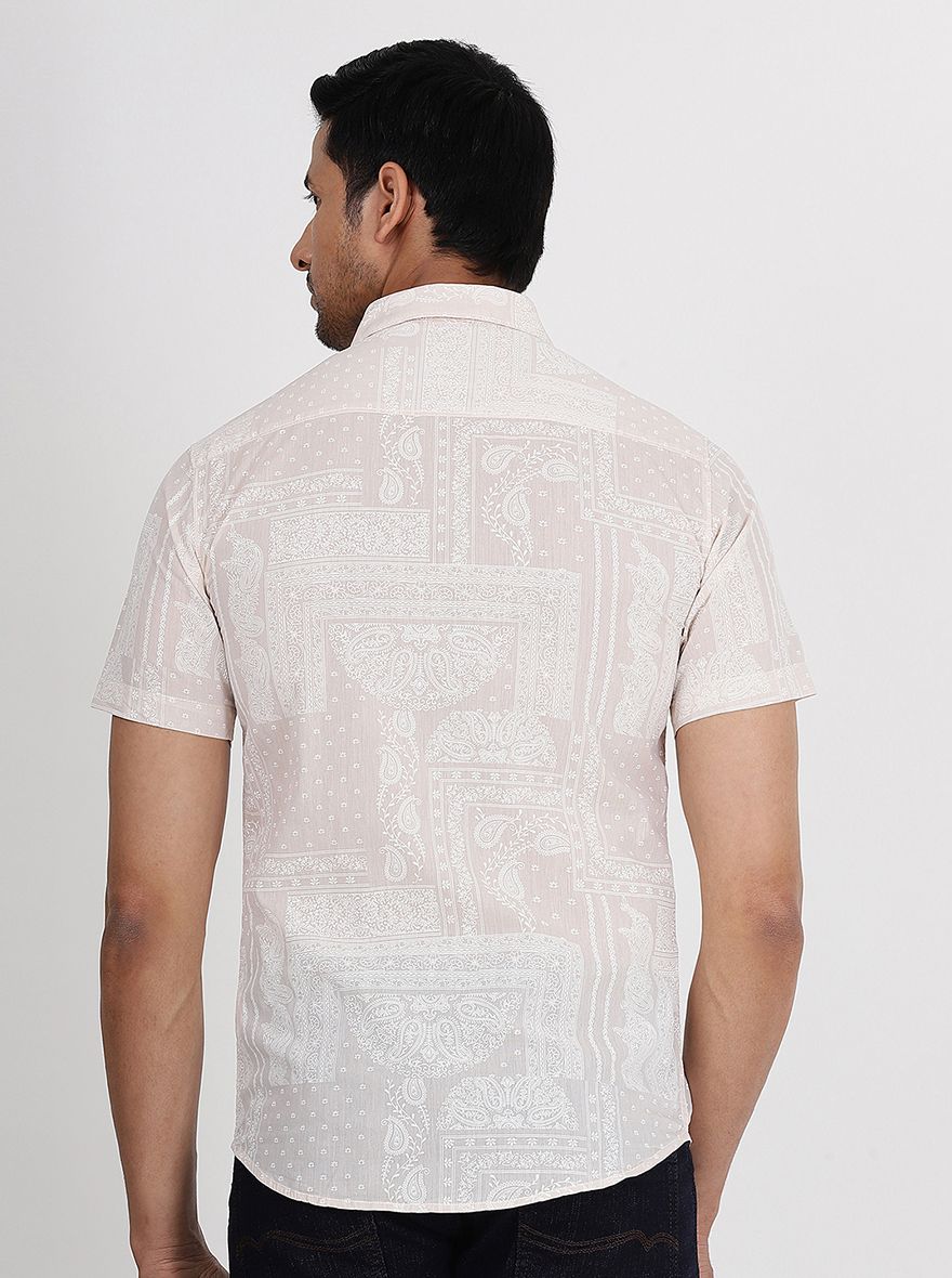 Off-White Printed Slim Fit Casual Shirt |pehervi