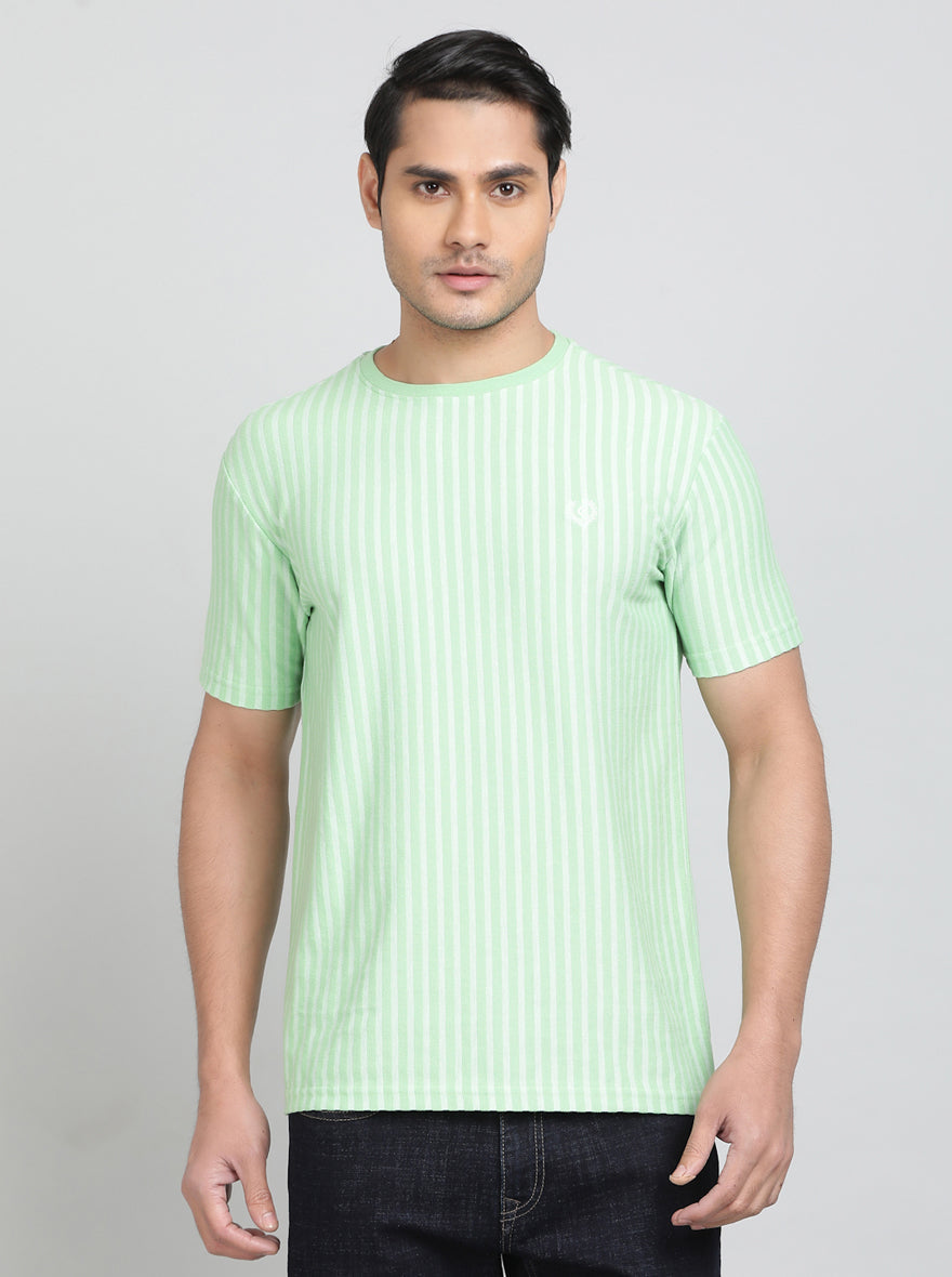 Green Printed Slim Fit T-Shirt | pehervi
