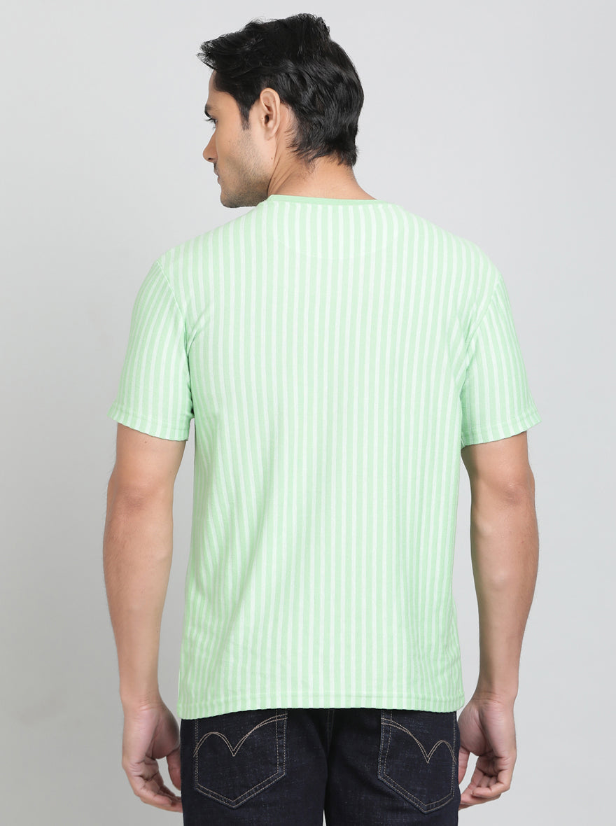 Green Printed Slim Fit T-Shirt | pehervi