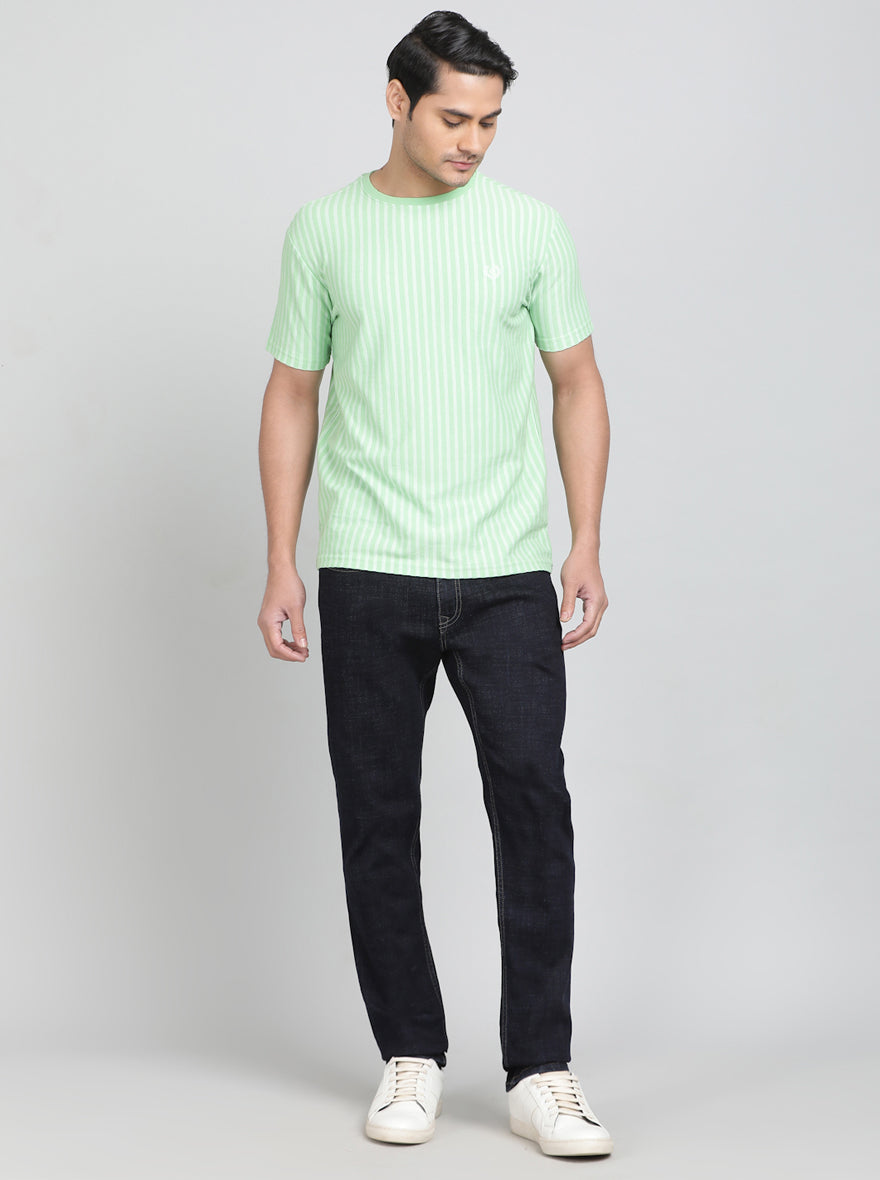 Green Printed Slim Fit T-Shirt | pehervi
