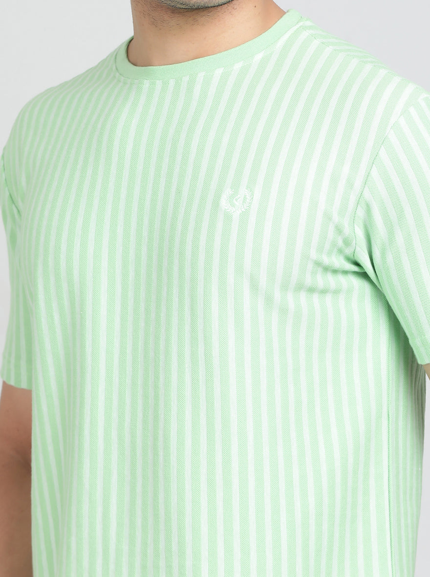 Green Printed Slim Fit T-Shirt | pehervi