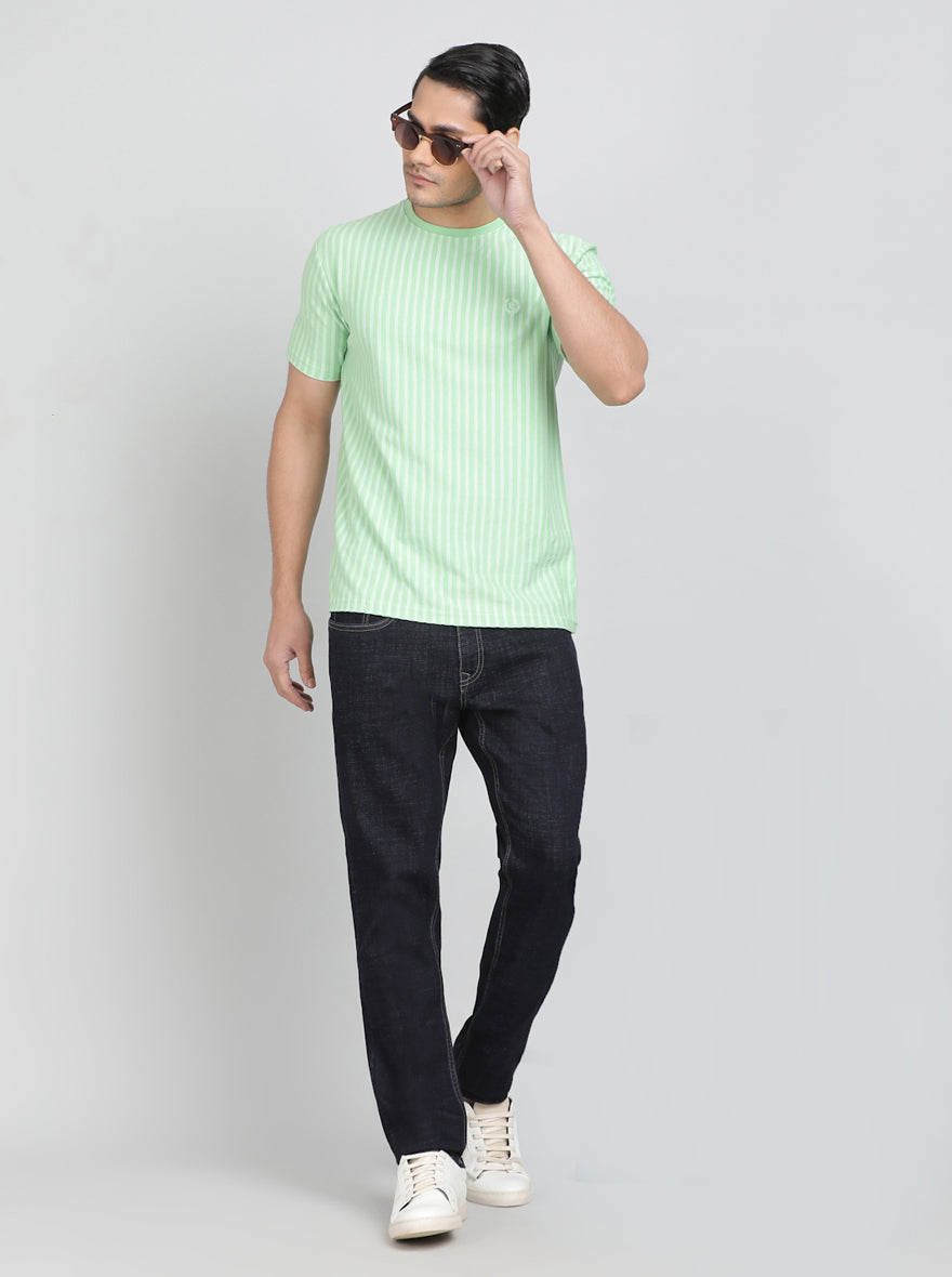 Green Printed Slim Fit T-Shirt | pehervi