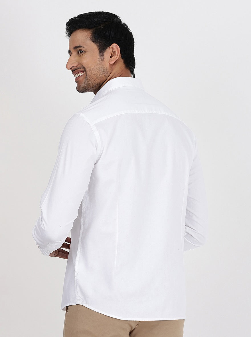 White Solid Smart Fit Semi Casual Shirt | Pehervi