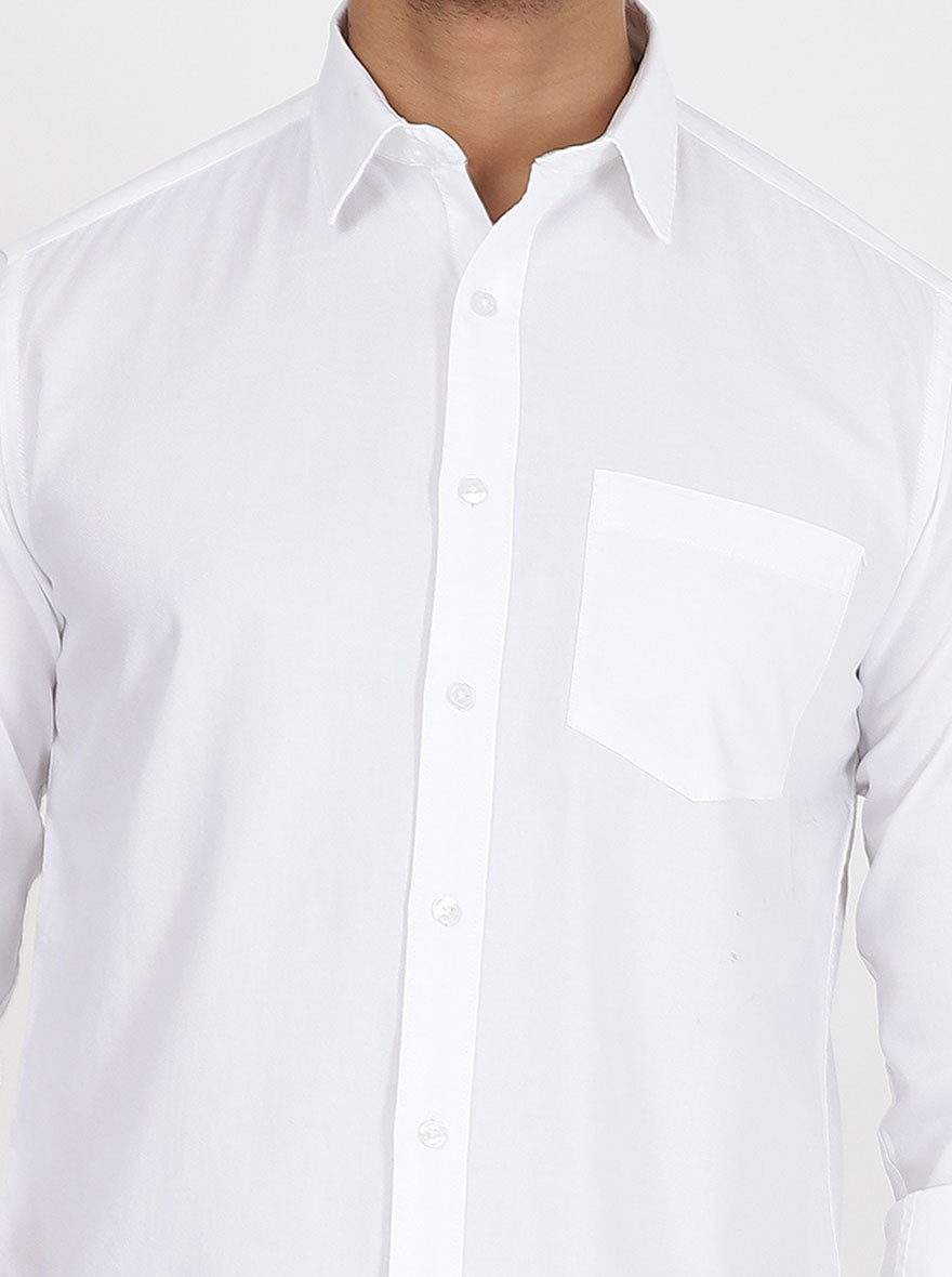 White Solid Smart Fit Semi Casual Shirt | Pehervi