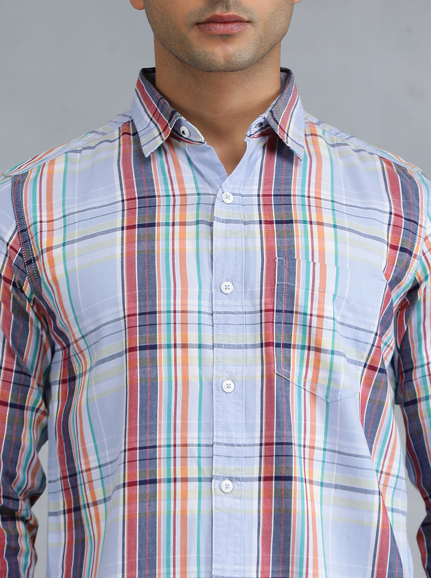 Purple Checked Slim Fit Casual Shirt | pehervi