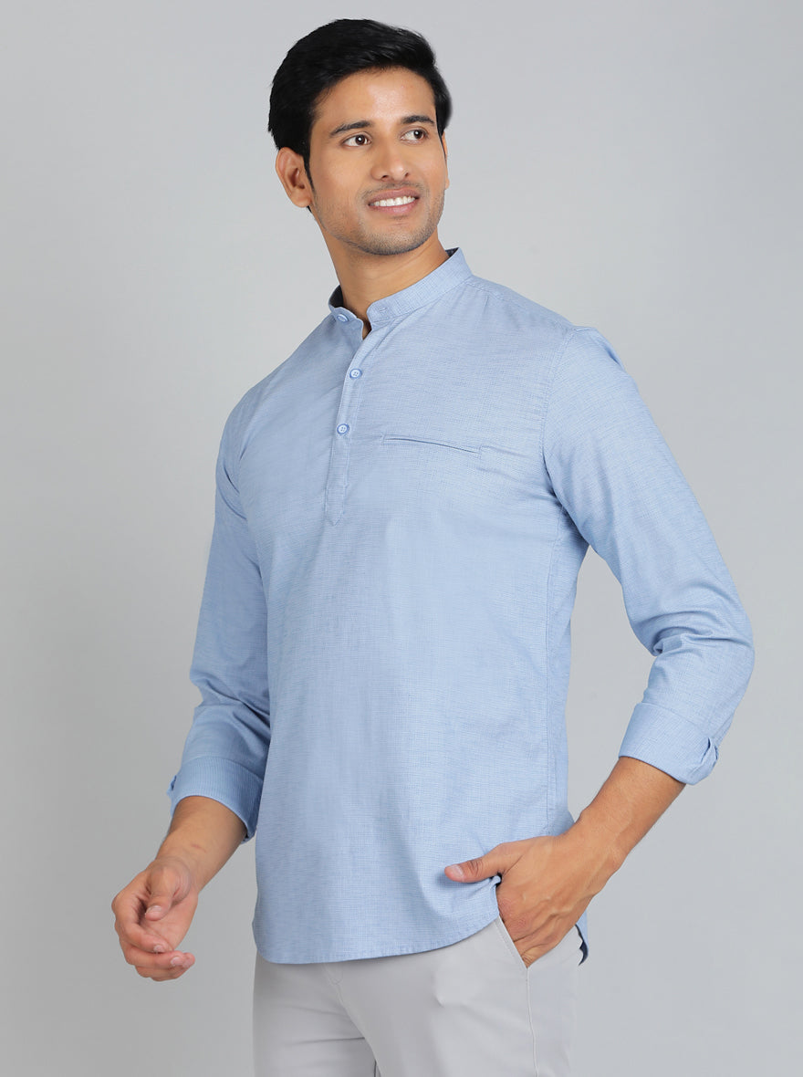 Blue Solid Slim Fit Casual Shirt | pehervi