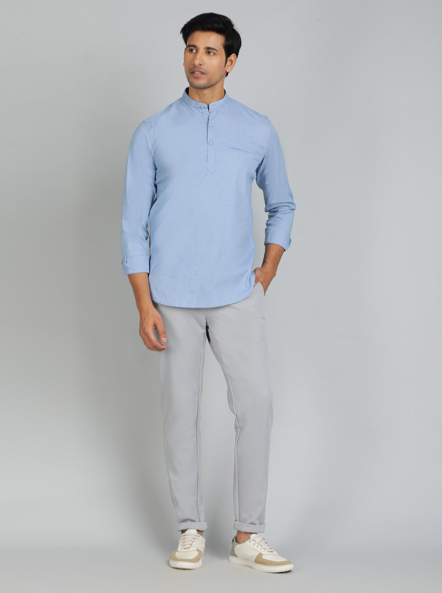 Blue Solid Slim Fit Casual Shirt | pehervi