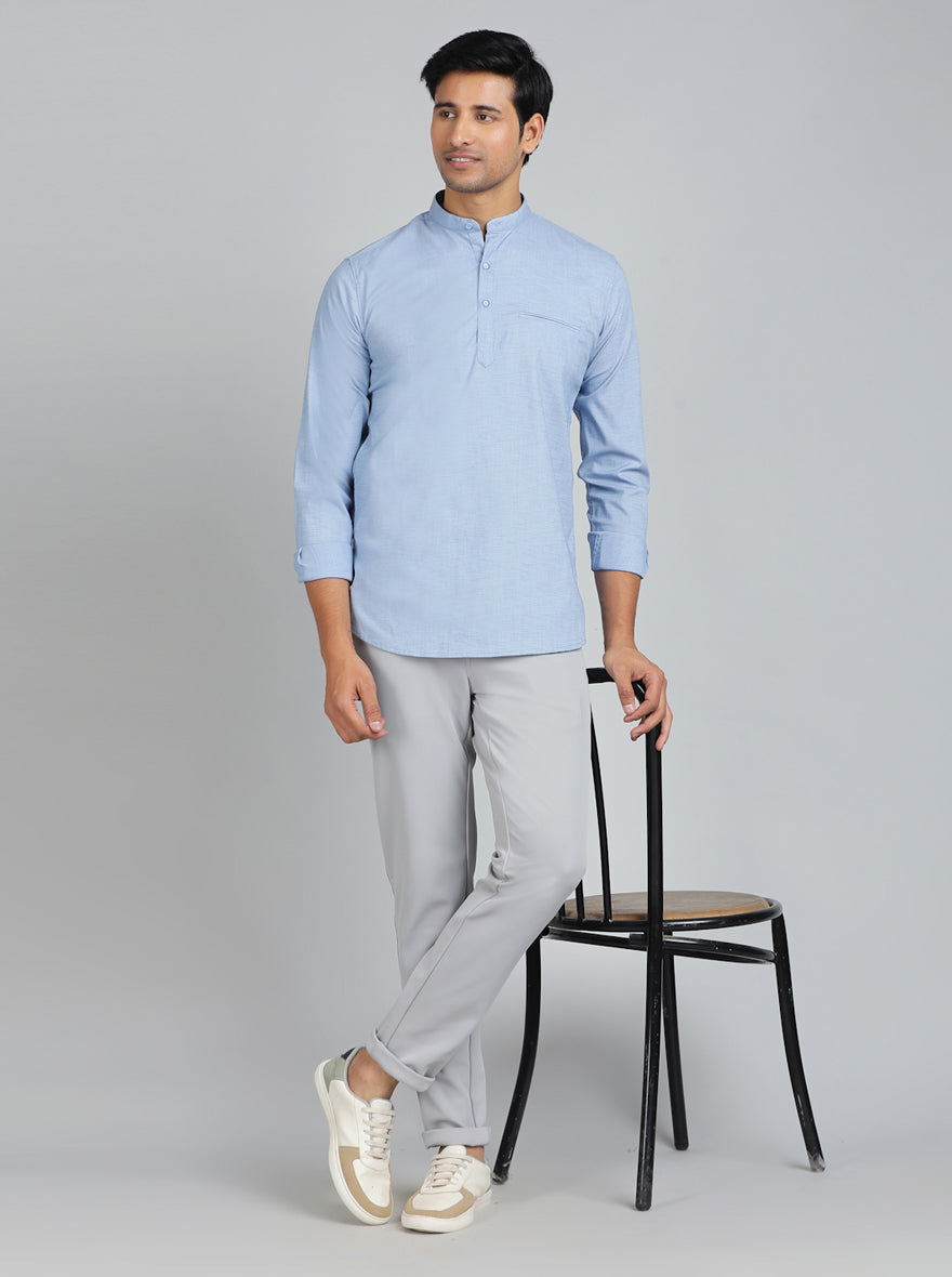 Blue Solid Slim Fit Casual Shirt | pehervi