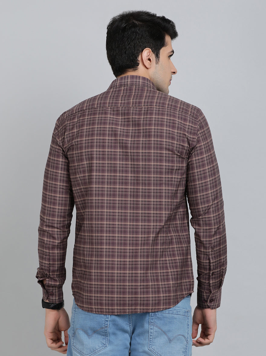 Brown Checked Smart Fit Semi Casual Shirt | Pehervi