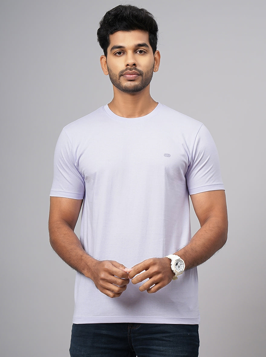 Purple Solid Slim Fit T-Shirt | pehervi