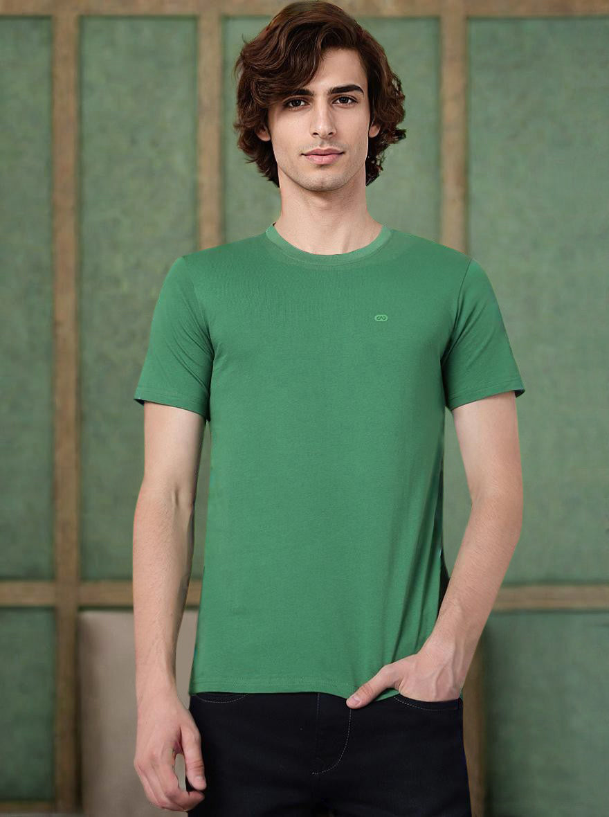 Mint Green Solid Slim Fit T-Shirt | pehervi
