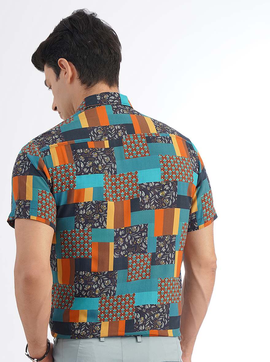Multicolor Printed Slim Fit Casual Shirt | pehervi