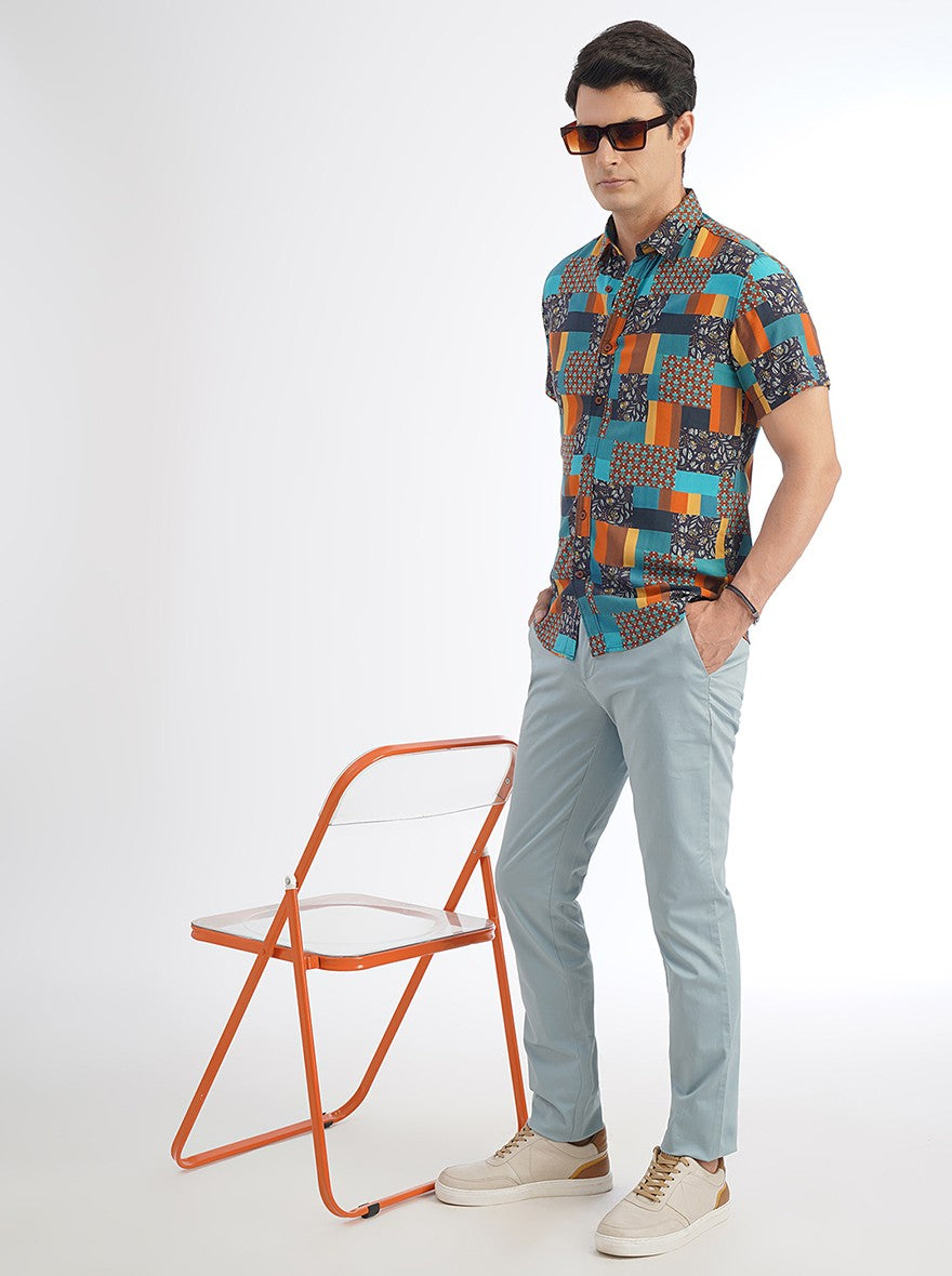 Multicolor Printed Slim Fit Casual Shirt | pehervi