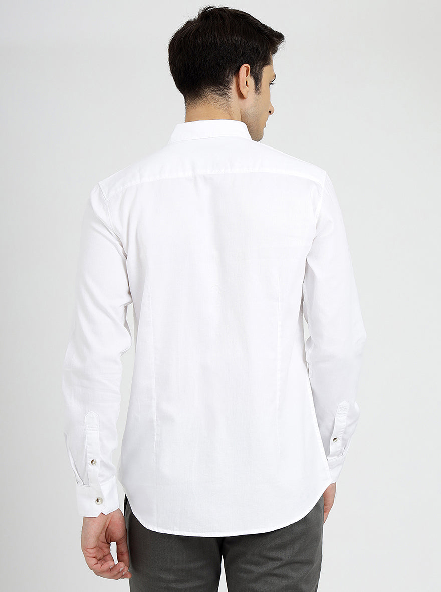 White Solid Slim Fit Casual Shirt | pehervi