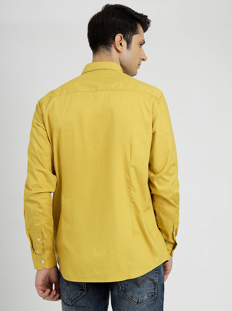 Yellow Solid Smart Fit Semi Casual Shirt | Pehervi