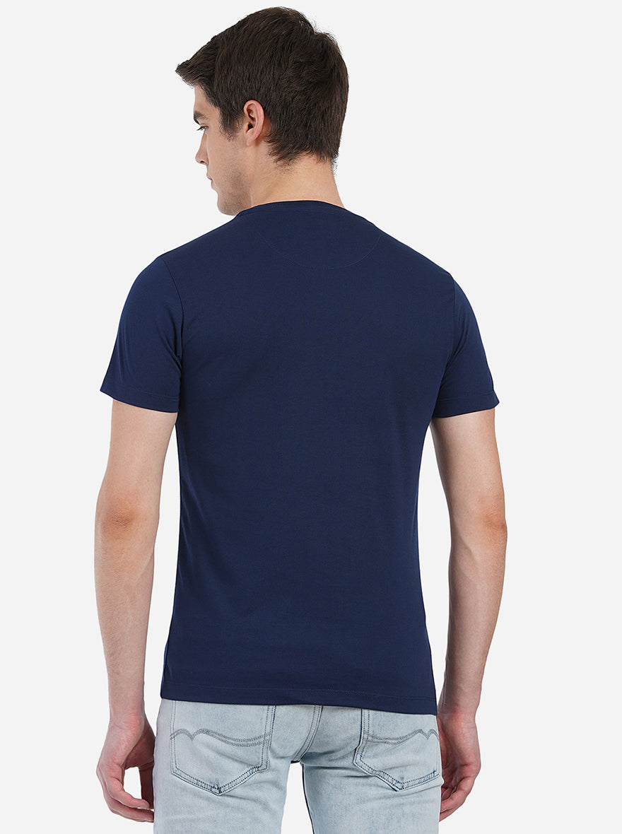 Dress Blue Solid Slim Fit T-Shirt | pehervi