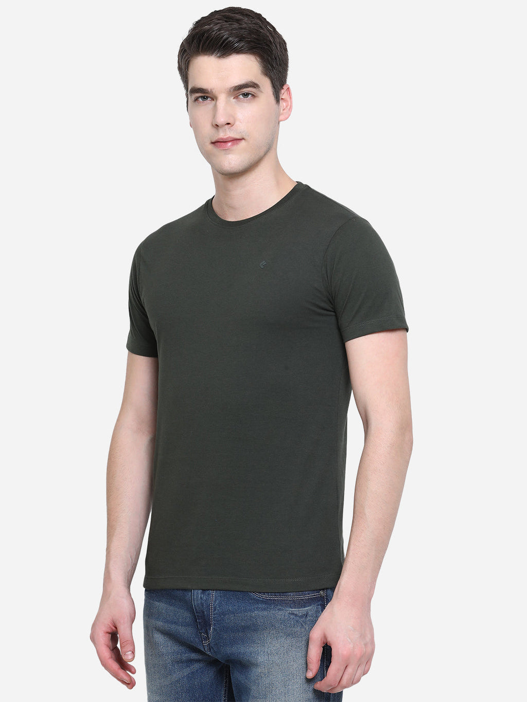Olive Solid Slim Fit T-Shirt | pehervi