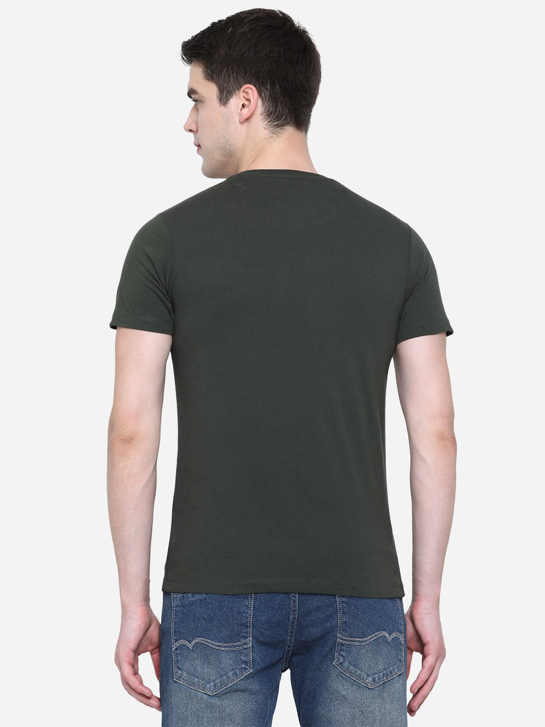 Olive Solid Slim Fit T-Shirt | pehervi