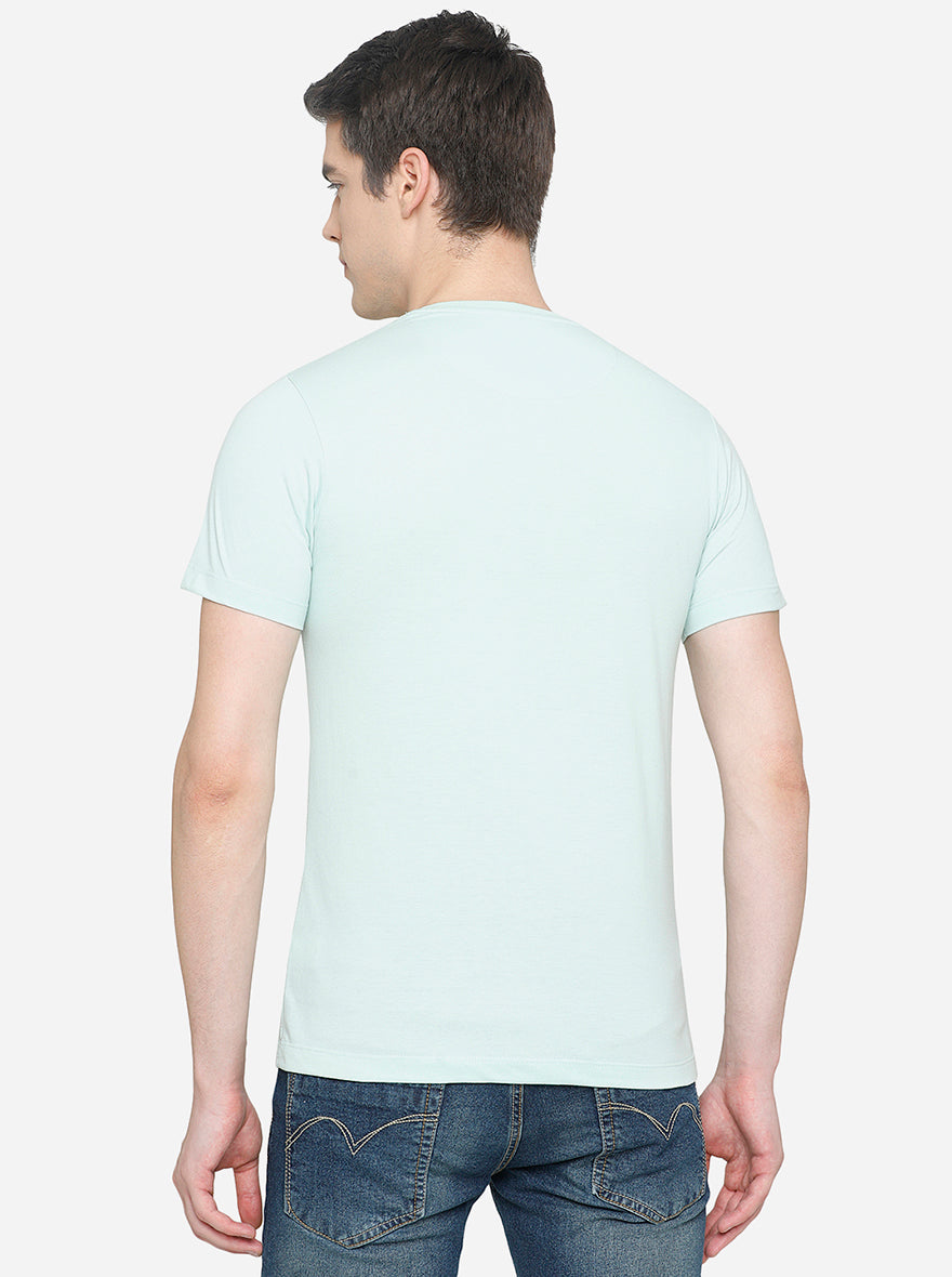 Sea Green Solid Slim Fit T-Shirt | pehervi