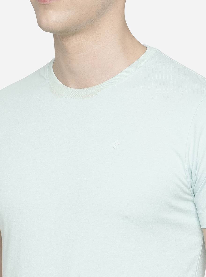 Sea Green Solid Slim Fit T-Shirt | pehervi