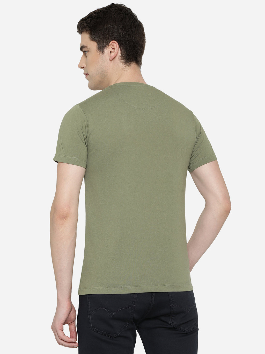 Light Olive Solid Slim Fit T-Shirt | pehervi