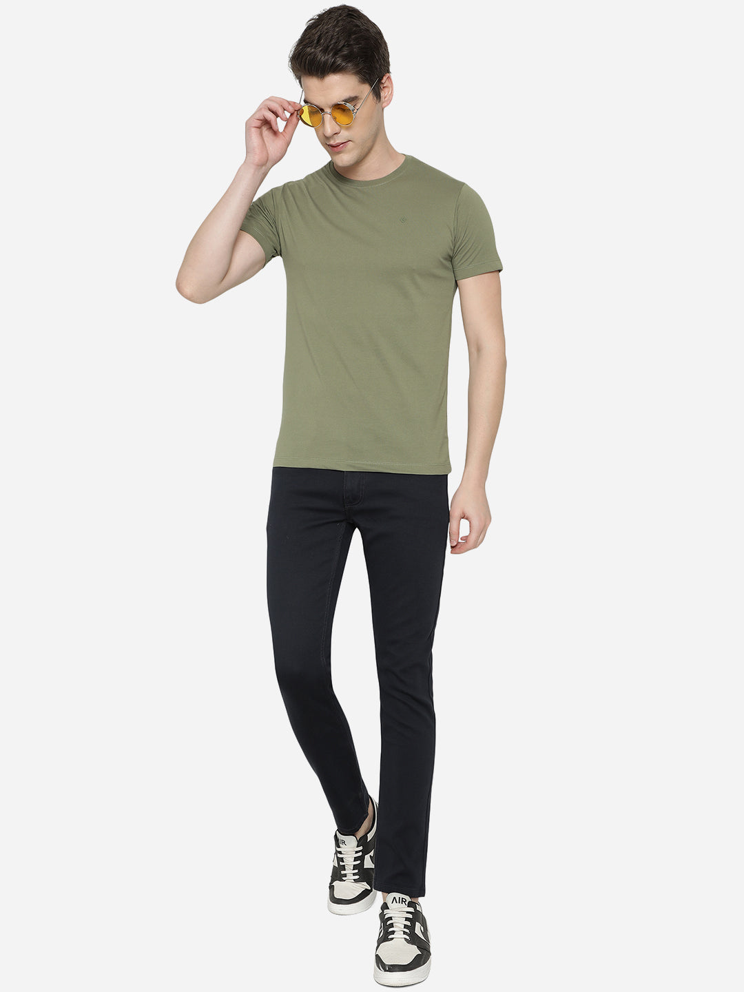 Light Olive Solid Slim Fit T-Shirt | pehervi