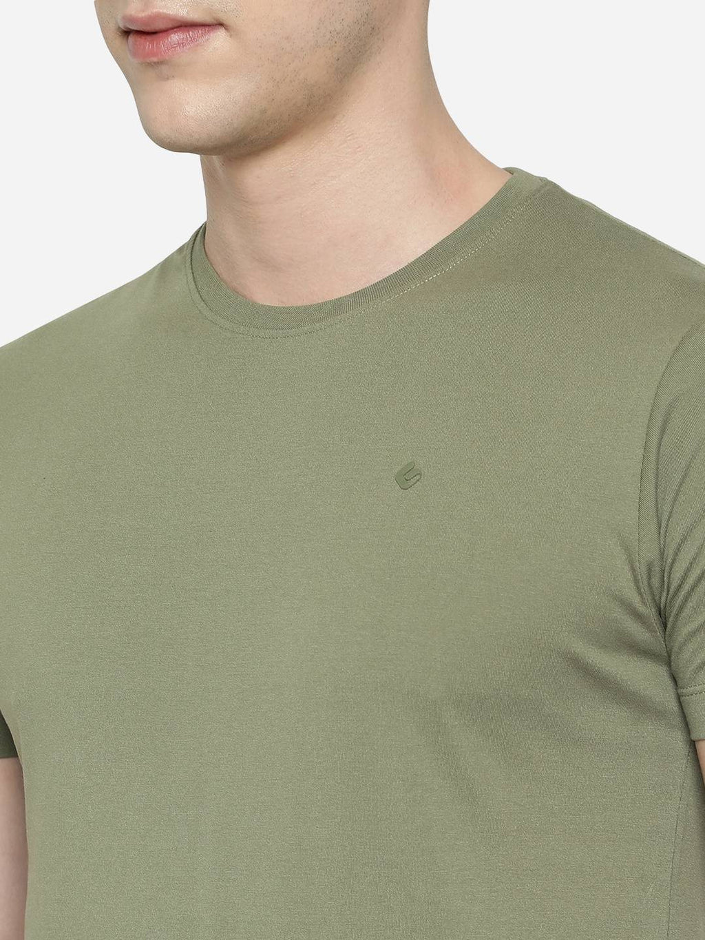 Light Olive Solid Slim Fit T-Shirt | pehervi