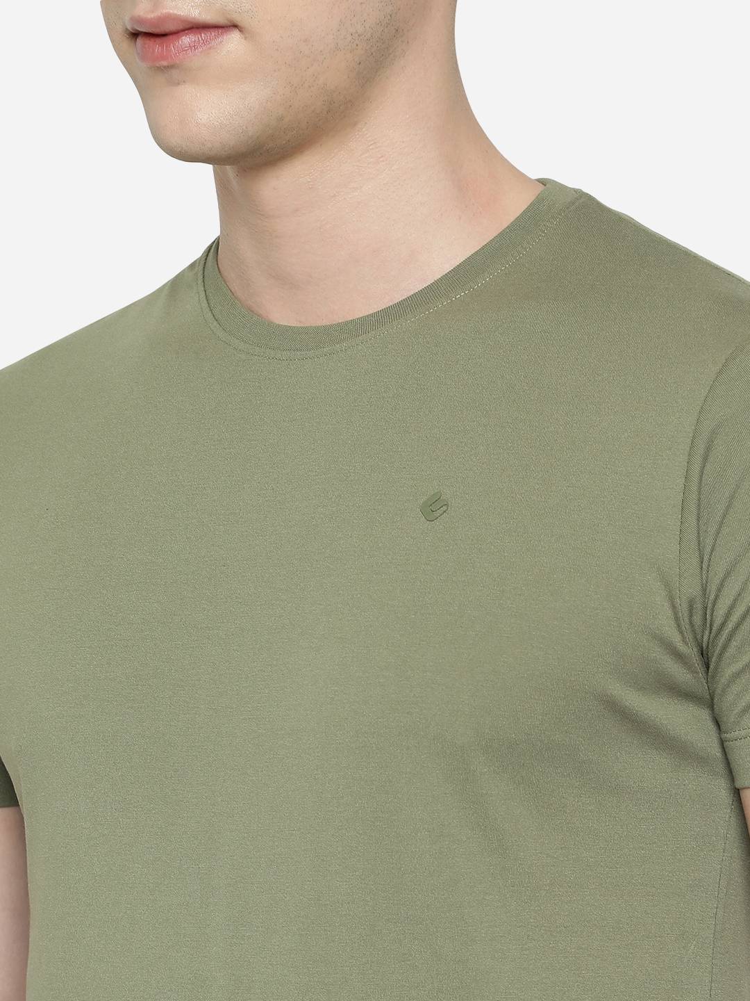 Light Olive Solid Slim Fit T-Shirt | pehervi