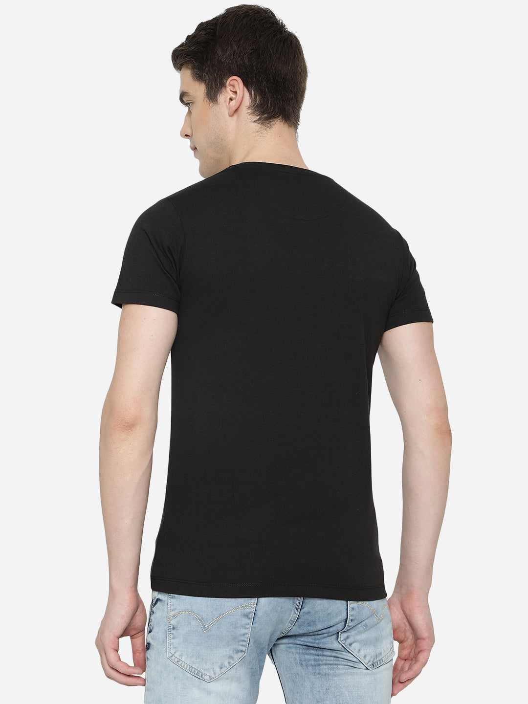 Black Solid Slim Fit T-Shirt | pehervi
