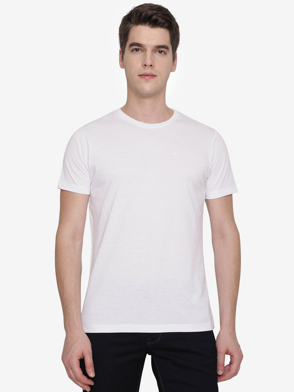 White Solid Slim Fit T-Shirt | pehervi