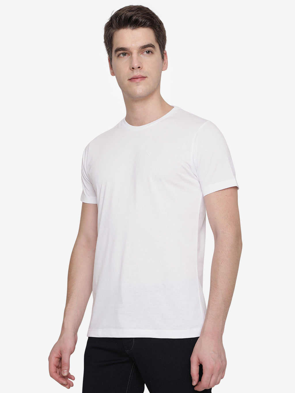 White Solid Slim Fit T-Shirt | pehervi