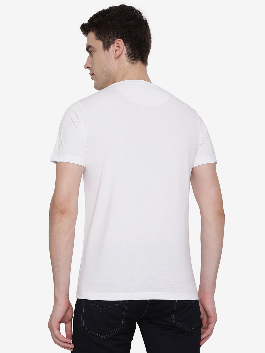 White Solid Slim Fit T-Shirt | pehervi