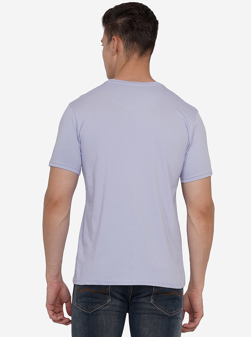 Ice Blue Solid Slim Fit T-Shirt | pehervi