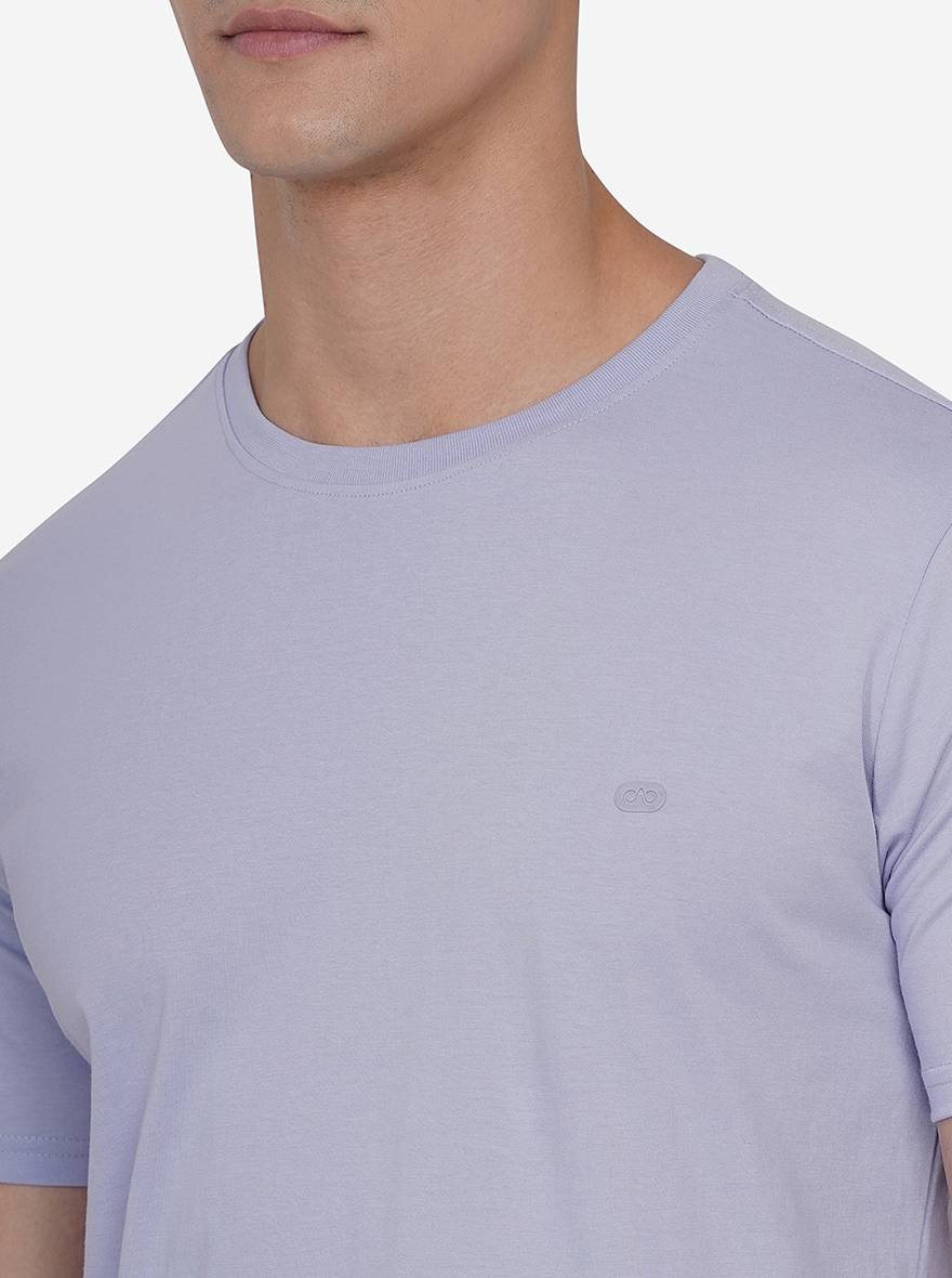 Ice Blue Solid Slim Fit T-Shirt | pehervi