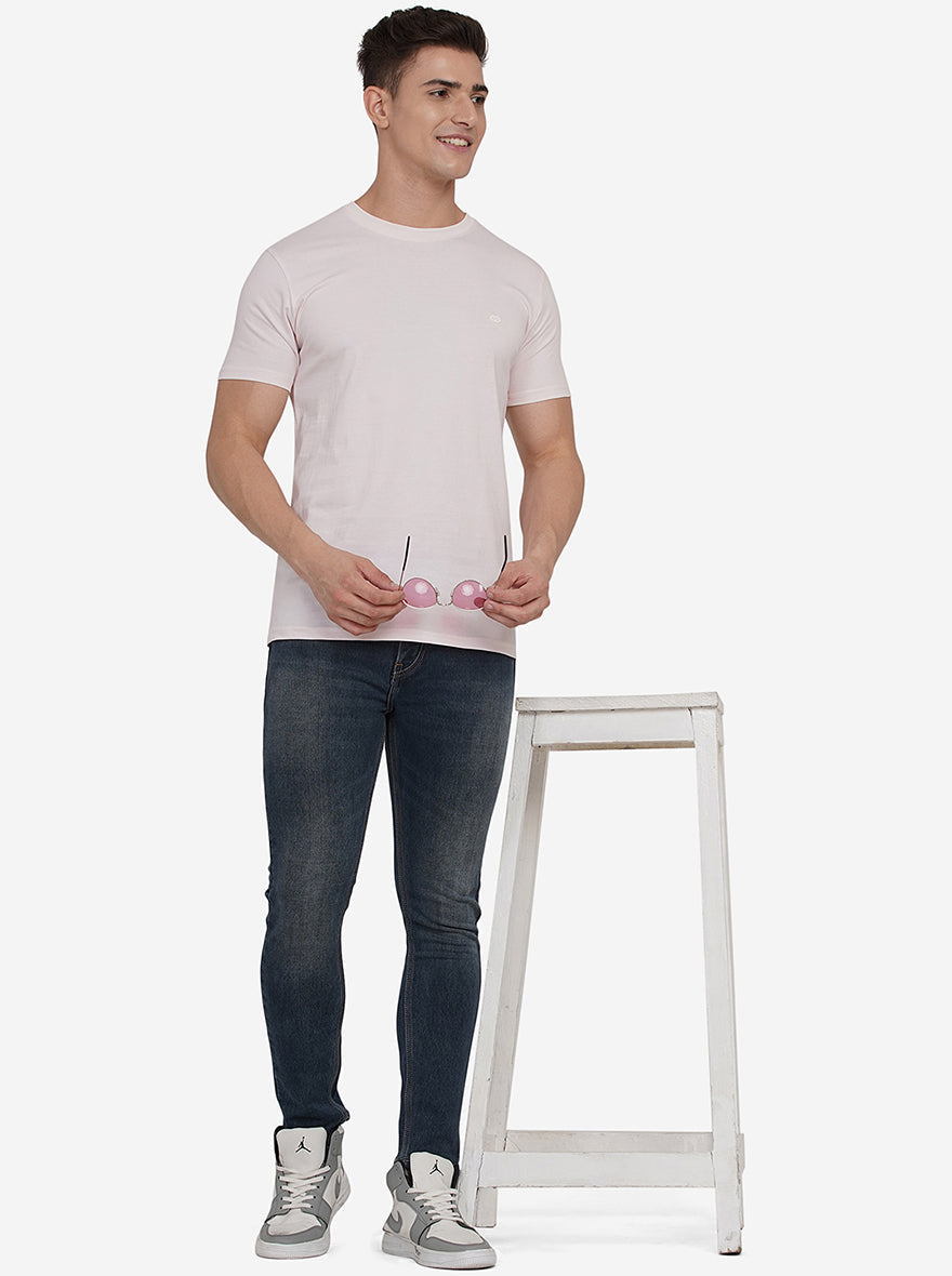 Delicacy Pink Solid Slim Fit T-Shirt | pehervi