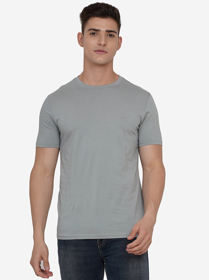 Iron Grey Solid Slim Fit T-Shirt | pehervi