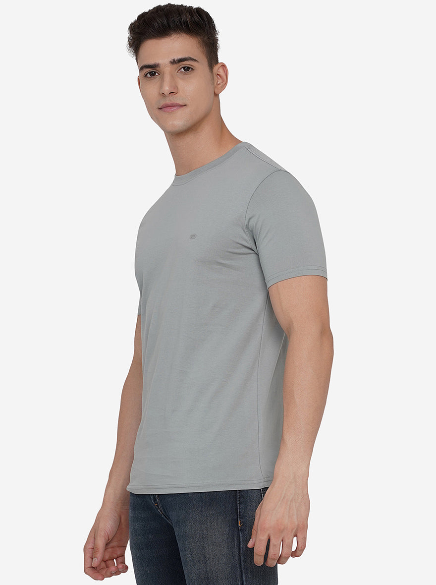 Iron Grey Solid Slim Fit T-Shirt | pehervi