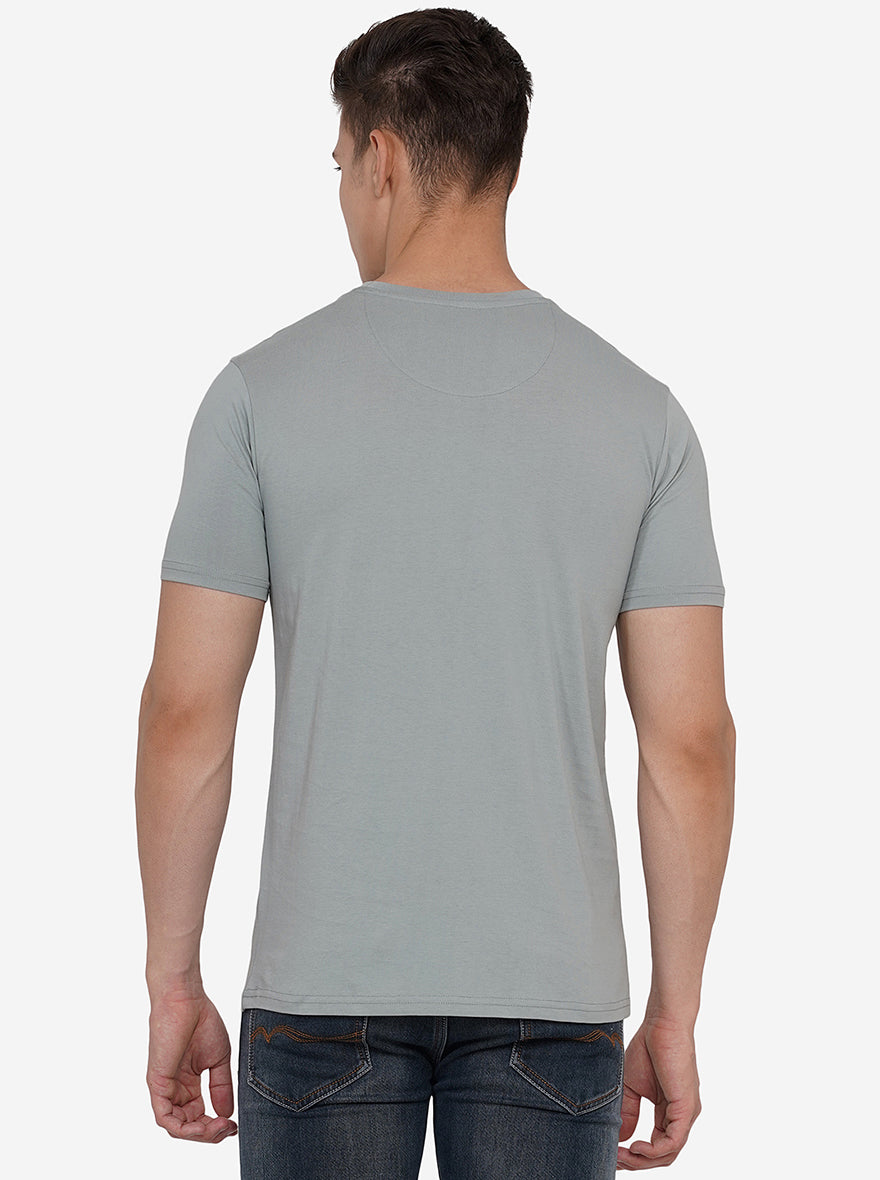 Iron Grey Solid Slim Fit T-Shirt | pehervi