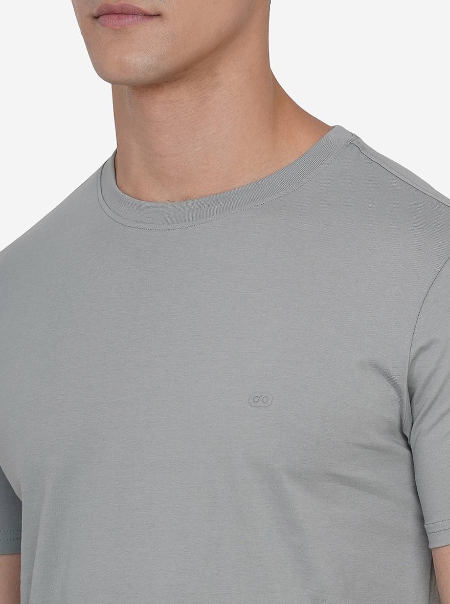 Iron Grey Solid Slim Fit T-Shirt | pehervi